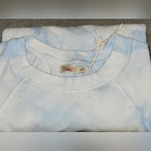 Womens XS Faherty Blue White Crew Neck Raglan Tie Dye Sweatshirt EUC